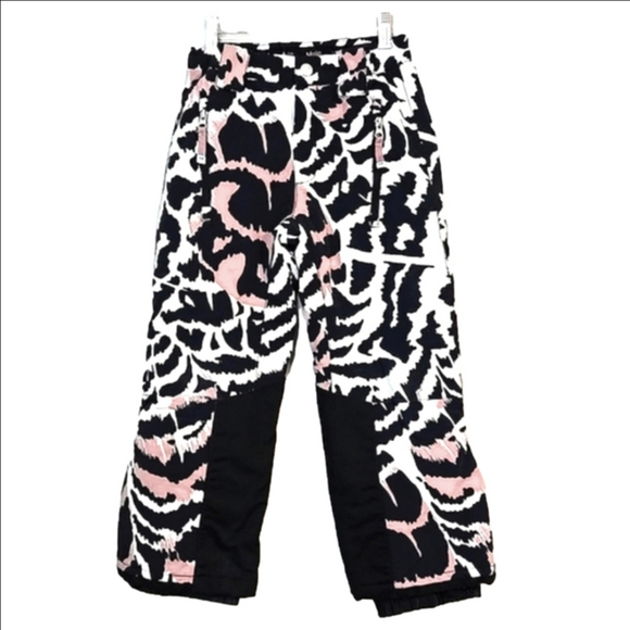 Molo Kids Pink/Black/Cream Animal Print Ski Pants, Size 122 EU (6-7 US) ~ VGUC - Picture 1 of 16